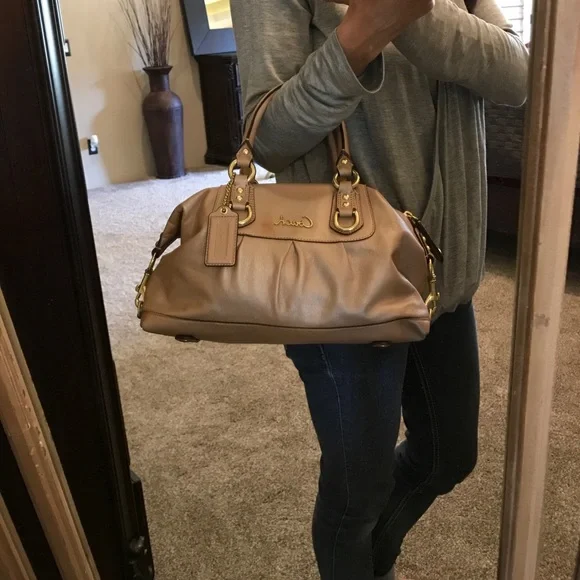 Coach Brown Satchel with Gold Accents - Picture 2 of 5